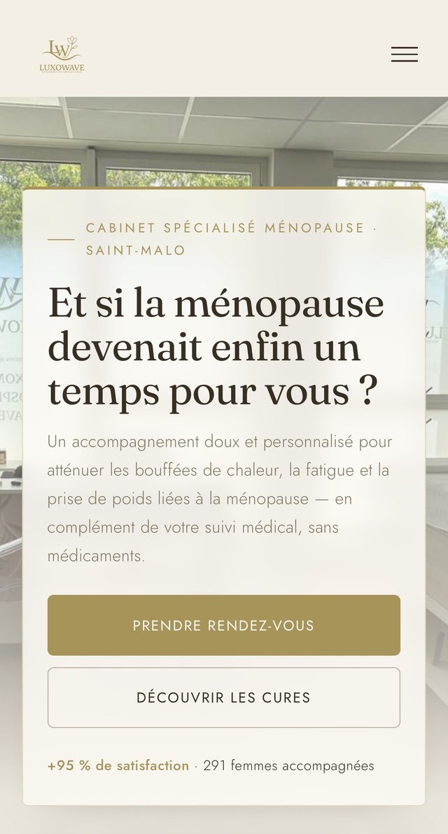 Version mobile du site Luxowave